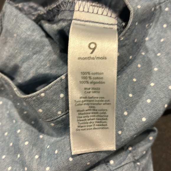 LAST CHANCE - Carter Denim Polka Dot Jumpsuit 9 months - Picture 4 of 5